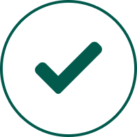 Green check mark inside a circle icon.