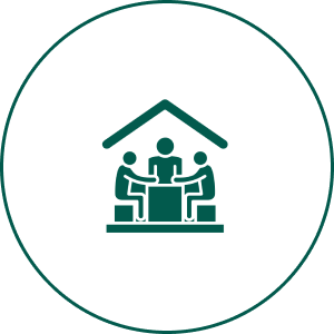 People meeting at a table icon.